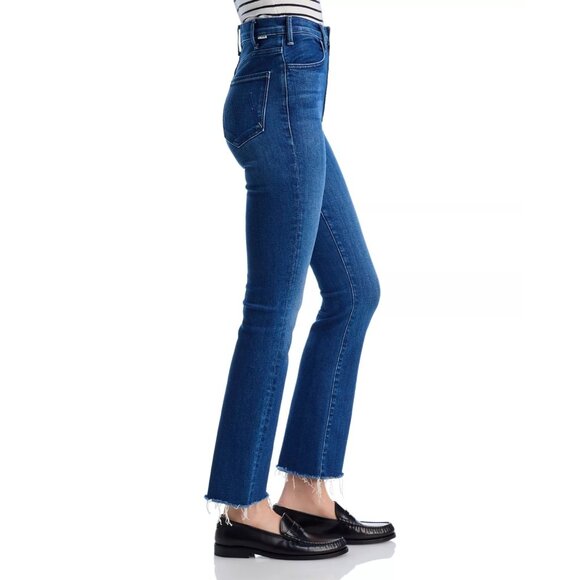 238$ MOTHER The Hustler Flood Frayed Hem Denim Jeans High Rise Size 24 Blue - Picture 2 of 4